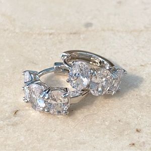 Faux diamond hoop earrings